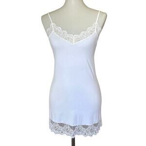 Vintage Only Hearts White Lace Trim Slip Dress Nightwear M